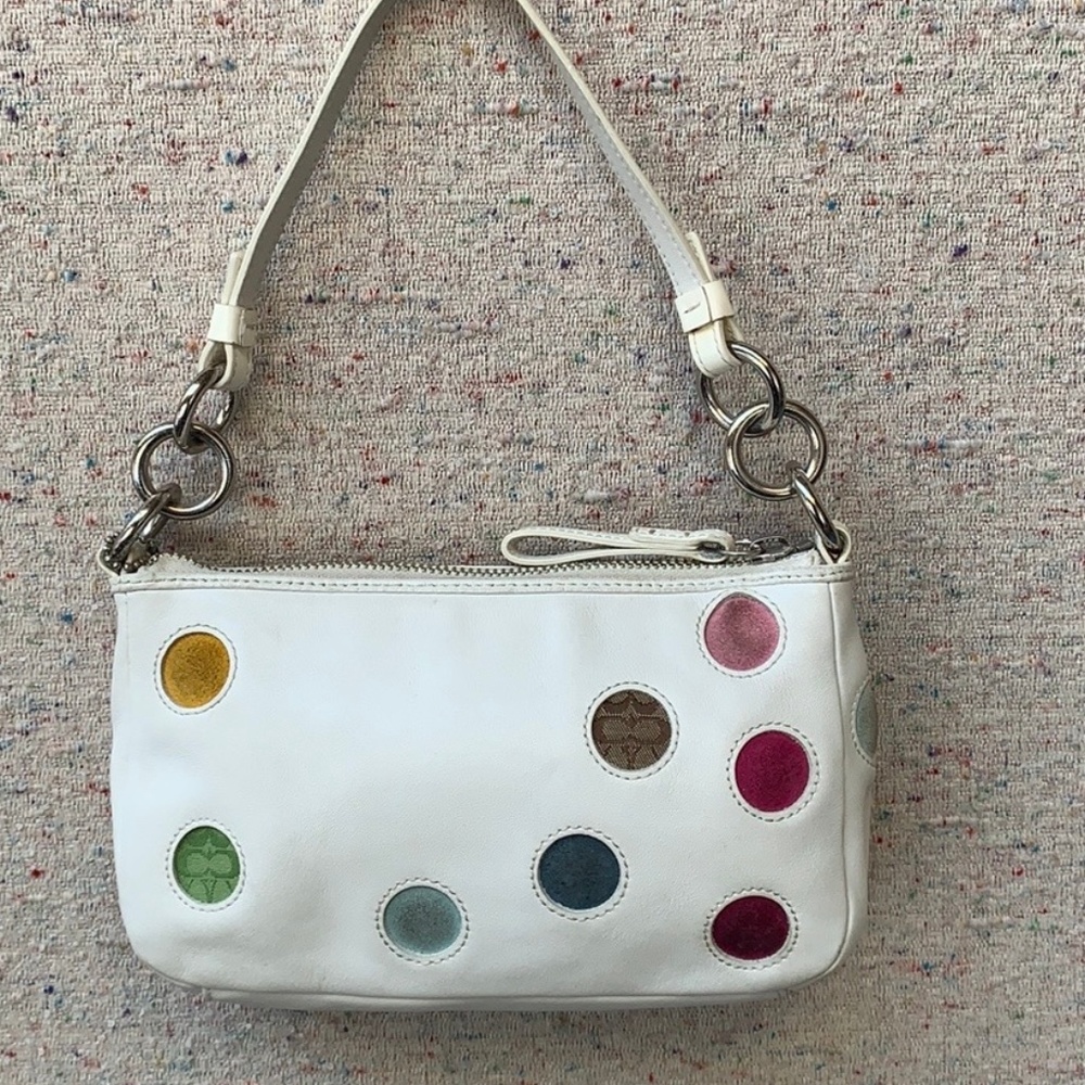 SOLD 💕Coach 3677 Mini White Leather Multi Color